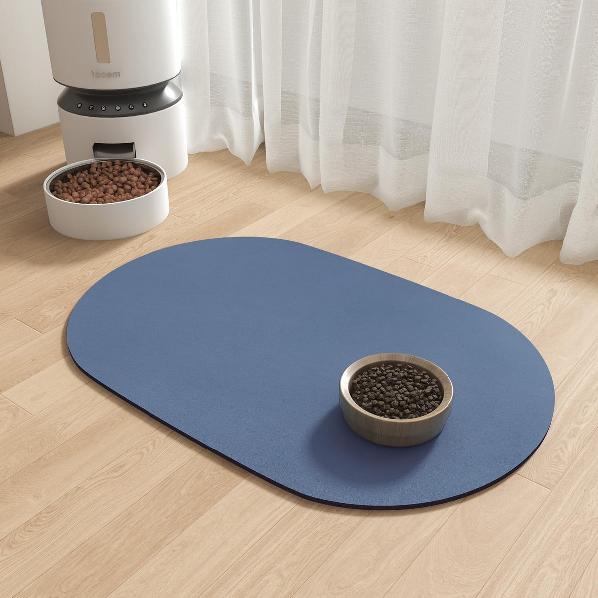 MontVoo Absorbent Dog Food Mat-Dog Mat for Food and Water Bowl - Blue / 12"x19"