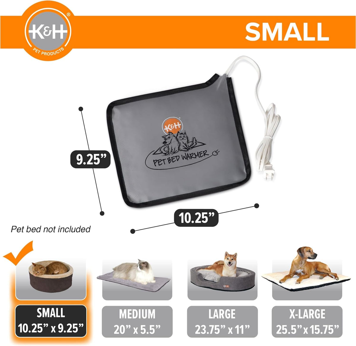 K&H Pet Bed Warmer, Safety Listed, Cat Heating Pad - Gray / Small - image 2