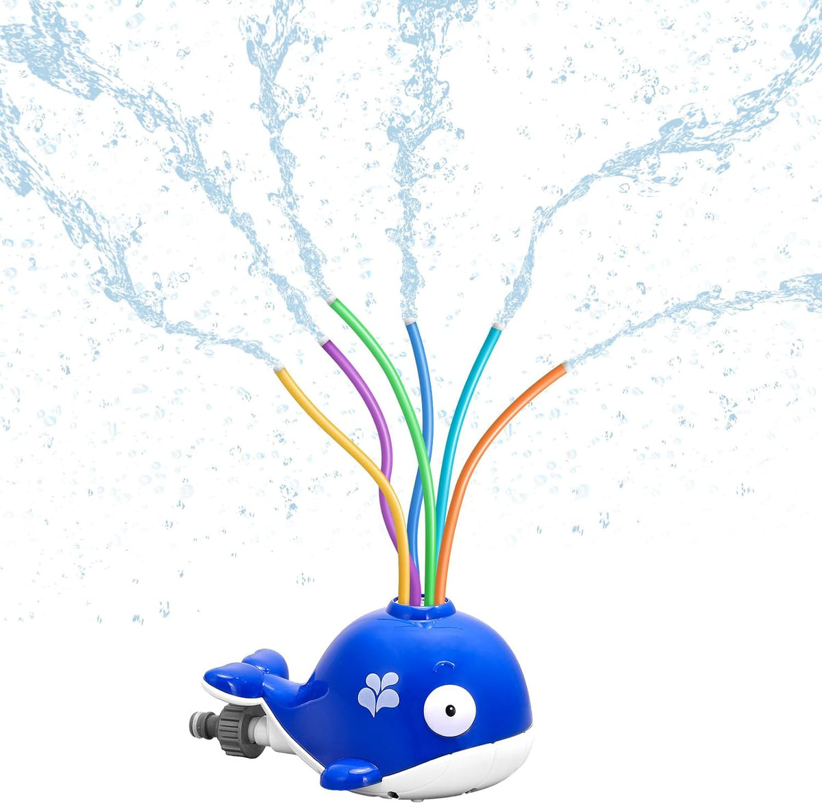 HeySplash kids whale sprinkler toy with 6 colorful wiggle tubes for a garden hose - view 3