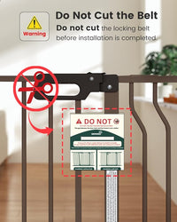 Mom's Choice-GROWNSY Baby Gate for Stairs, 29.5"-48.4" Pressure Mounted Baby Gate for Top of Stair&Doorway with V-Shaped Rods, Anti-Trip Pedal,Wide Stairs Dog Gate Easy Install w/Red Reminder,Brown