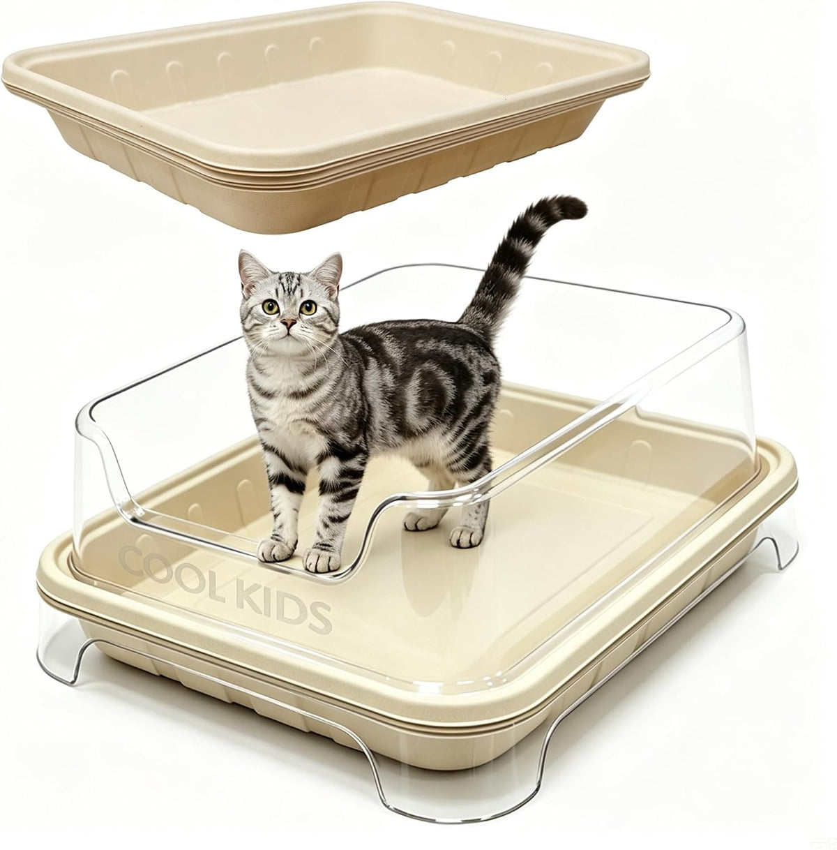 (6-Pack) Disposable Cat Litter Boxes - Low Entry, Shallow for Senior Cats, Easy for Mobility-Challenged Cats, Small Travel Cat Litter Box