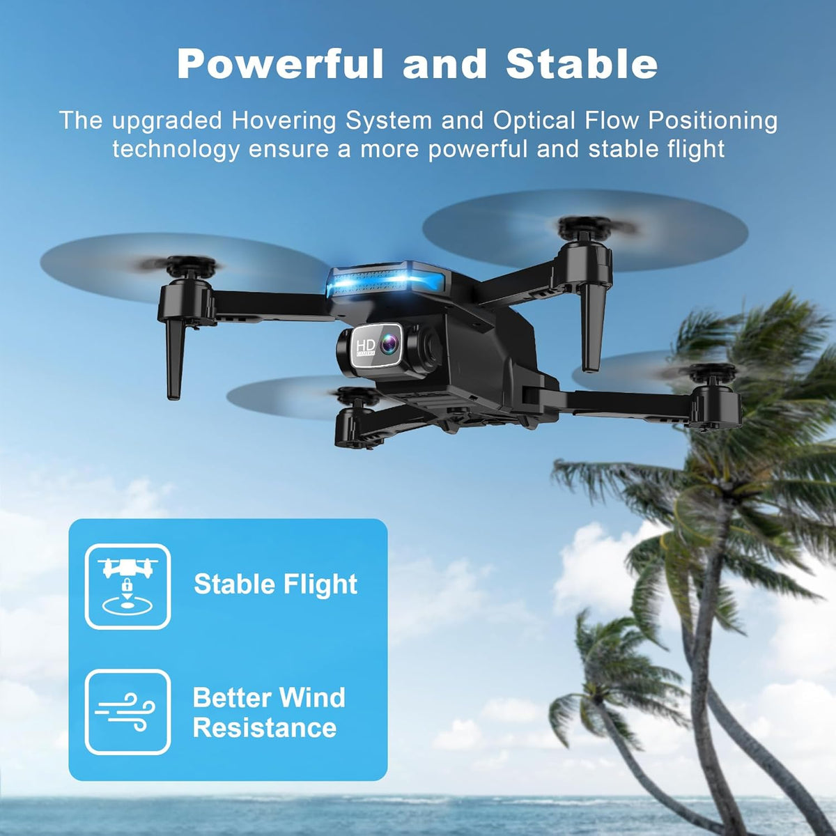Drone with 1080P Camera - Foldable Remote Control RC Quadcopter FPV Drone – Fun for Kids & Family - Black&Blue - image 4