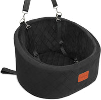 Lealchum Dog Car Seat for Small Dogs Up to 30 Lbs with 2 Safety Dog - Black / Small