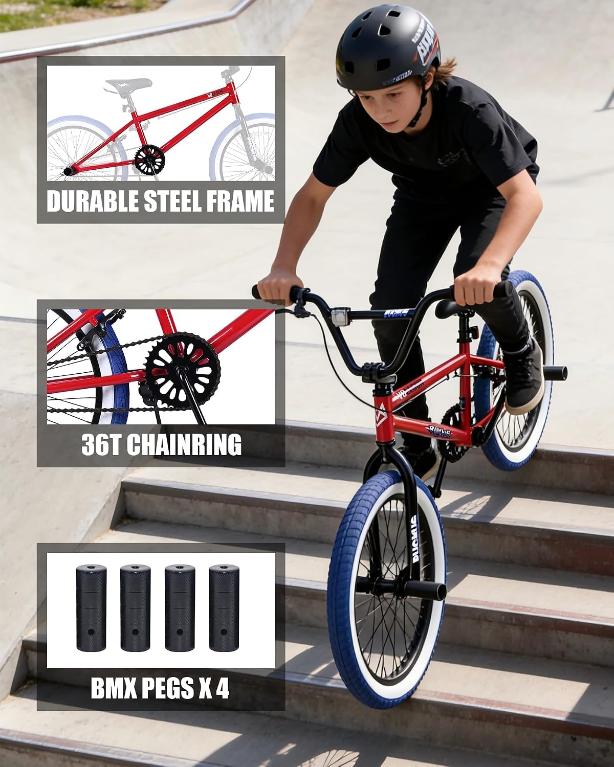 vollsch RUCKUS 20 inch kids freestyle BMX bike with pegs - view 21
