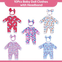 BABESIDE 5 Sets of Reborn Baby Doll Clothes, Headbands for 17 - Red - image 2