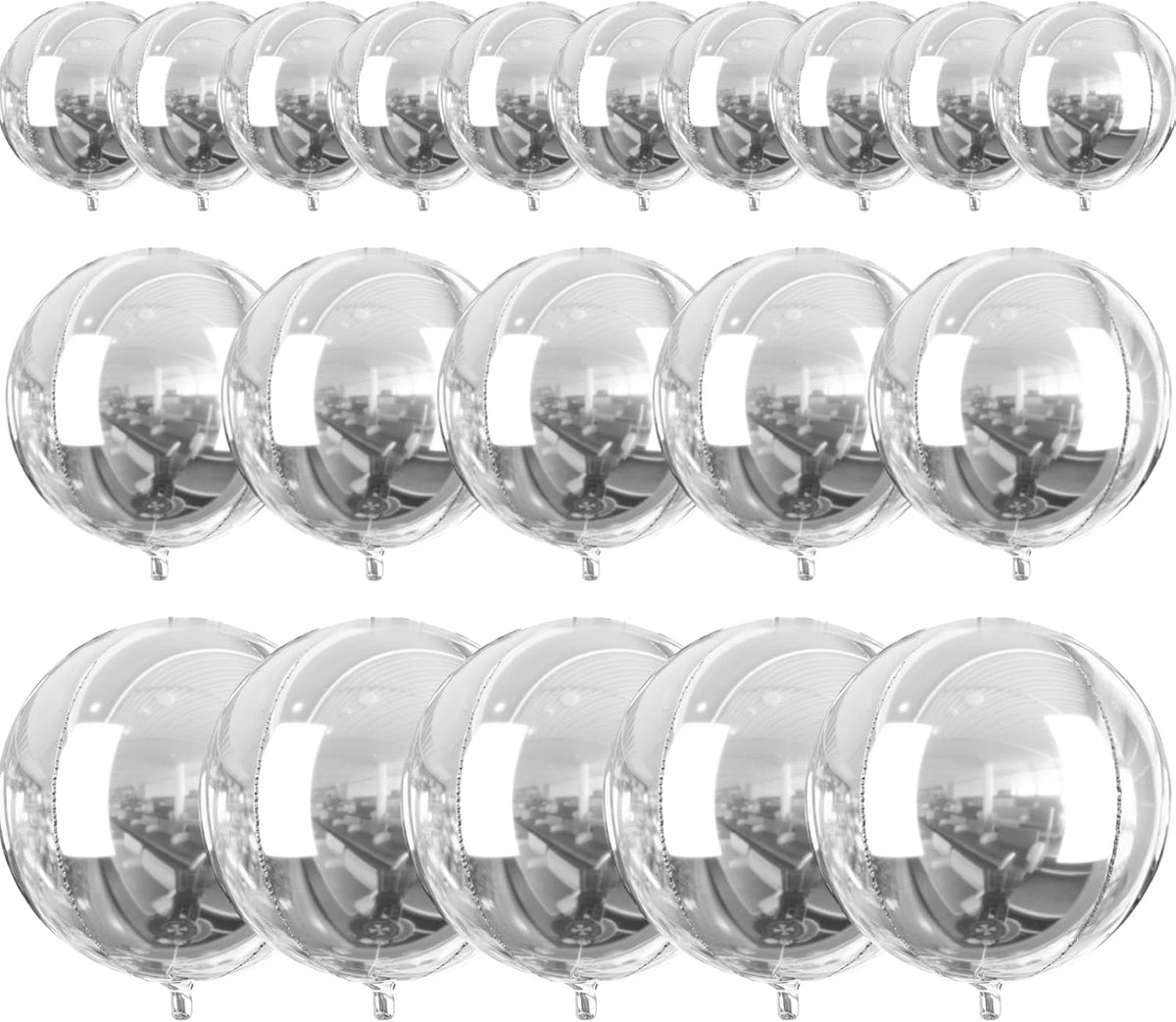 PartyWoo Metallic Silver Foil Balloons 20pcs Large Round Giant 4D - Silver / 20 PCS-3 Sizes