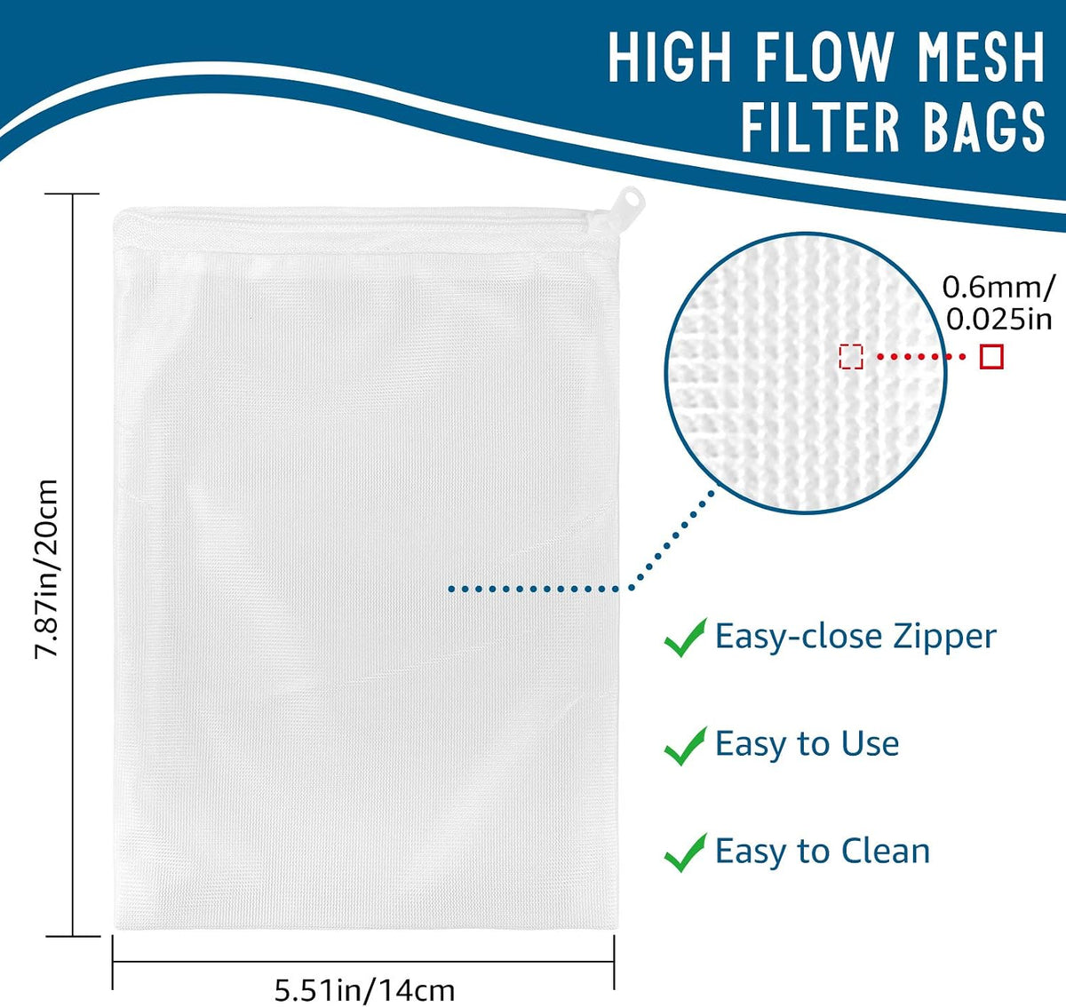 10pc Filter Media Bags for Aquarium - 7.9"x5.5" - 10pack / White - image 4