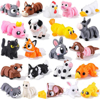 JOICEE 24Pcs 3D Printed Dinosaur Animals Mini Dinosaur Toys – Fun for Kids & Family - Gray