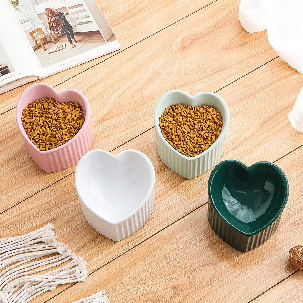 Pink Ceramic Raised Cat Bowls - Green - image 4