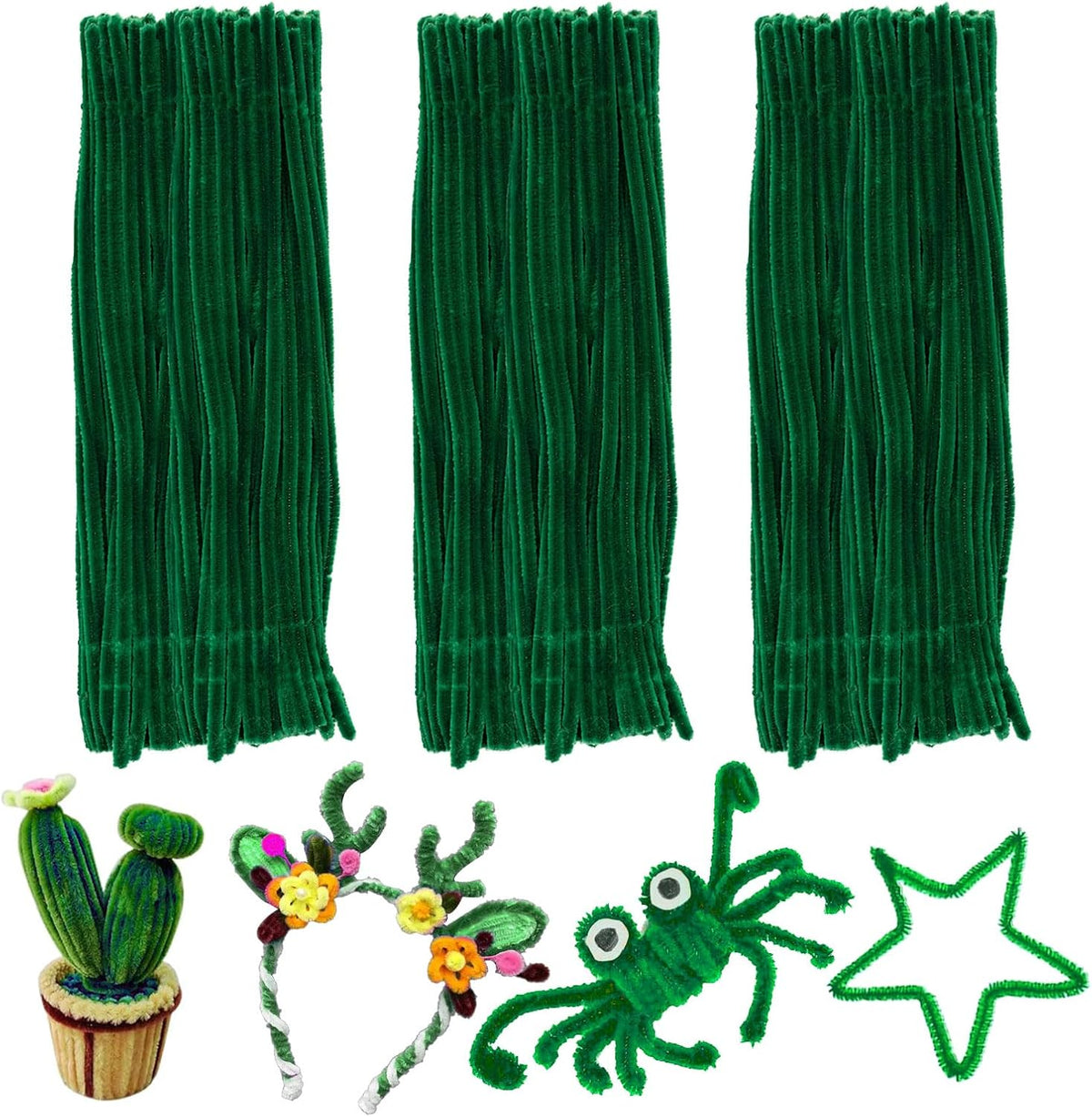 Black Pipe Cleaners for Crafts, Craft Supplies, Arts and Crafts - Christmas Green