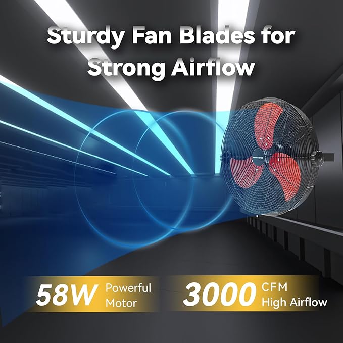 14 Inch Wall Fan Pro Series - Waterproof Motor High Velocity Wall Mount Fans for Commercial, Residential, Warehouse, Covered Patio, Shop, Garage, Barn, Gazebo 3 Speed 3000 CFM UL Safety Listed