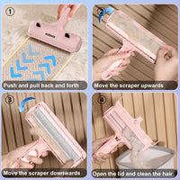 ACE2ACE Pet Hair Remover, Reusable Lint Roller for Cat and Dog Hair, White – Essentials for Cats - Pink - image 4