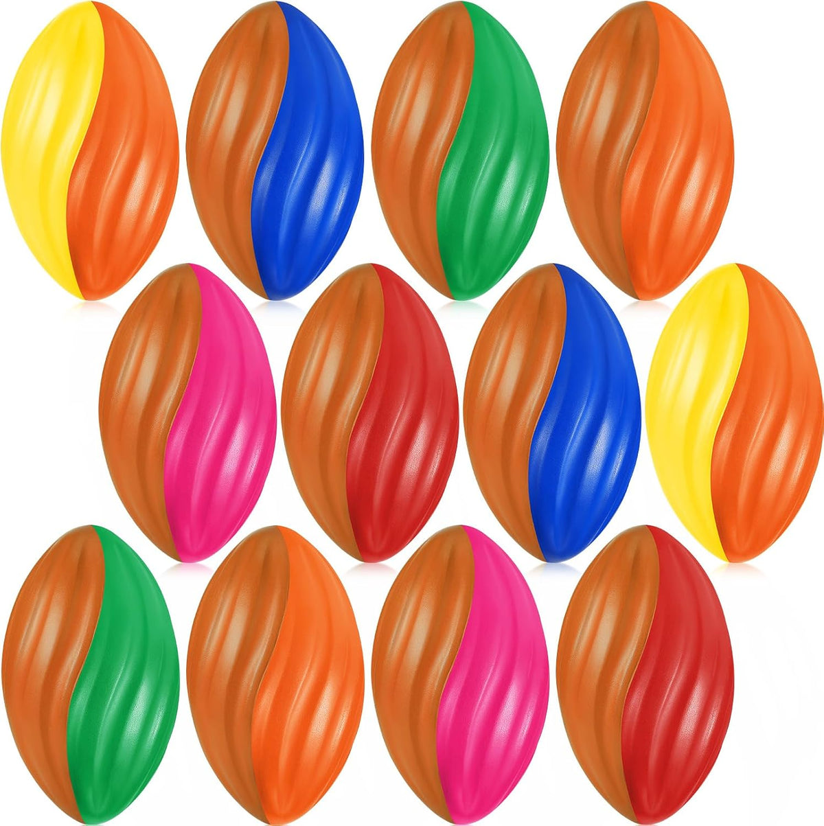 Jerify mini foam footballs for kids, 12 soft 5 inch spiral balls in 6 two-tone colors - view 4
