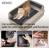Cat Nail File Scratching Strips - 6 Pcs Cat Scratcher Liner for Litter Box, 3 Pairs Peel Stick Cat Strips in Different Sizes - Recommended for Litter Box Use (Black)