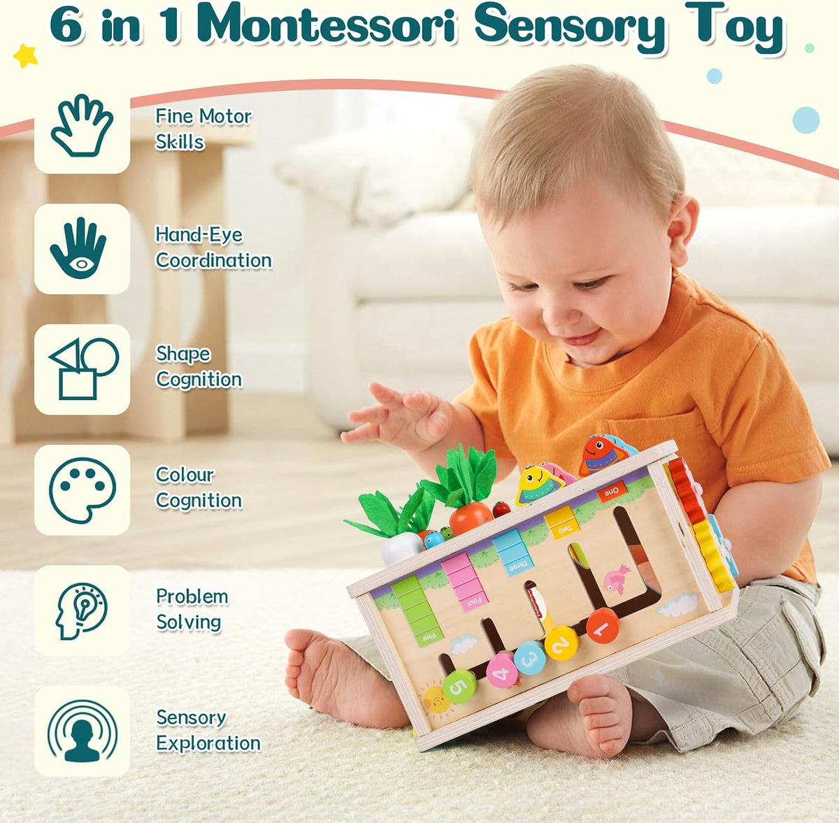 Ancaixin 6-in-1 Montessori Tissue Box Toy for 6+ Months Baby - image 3