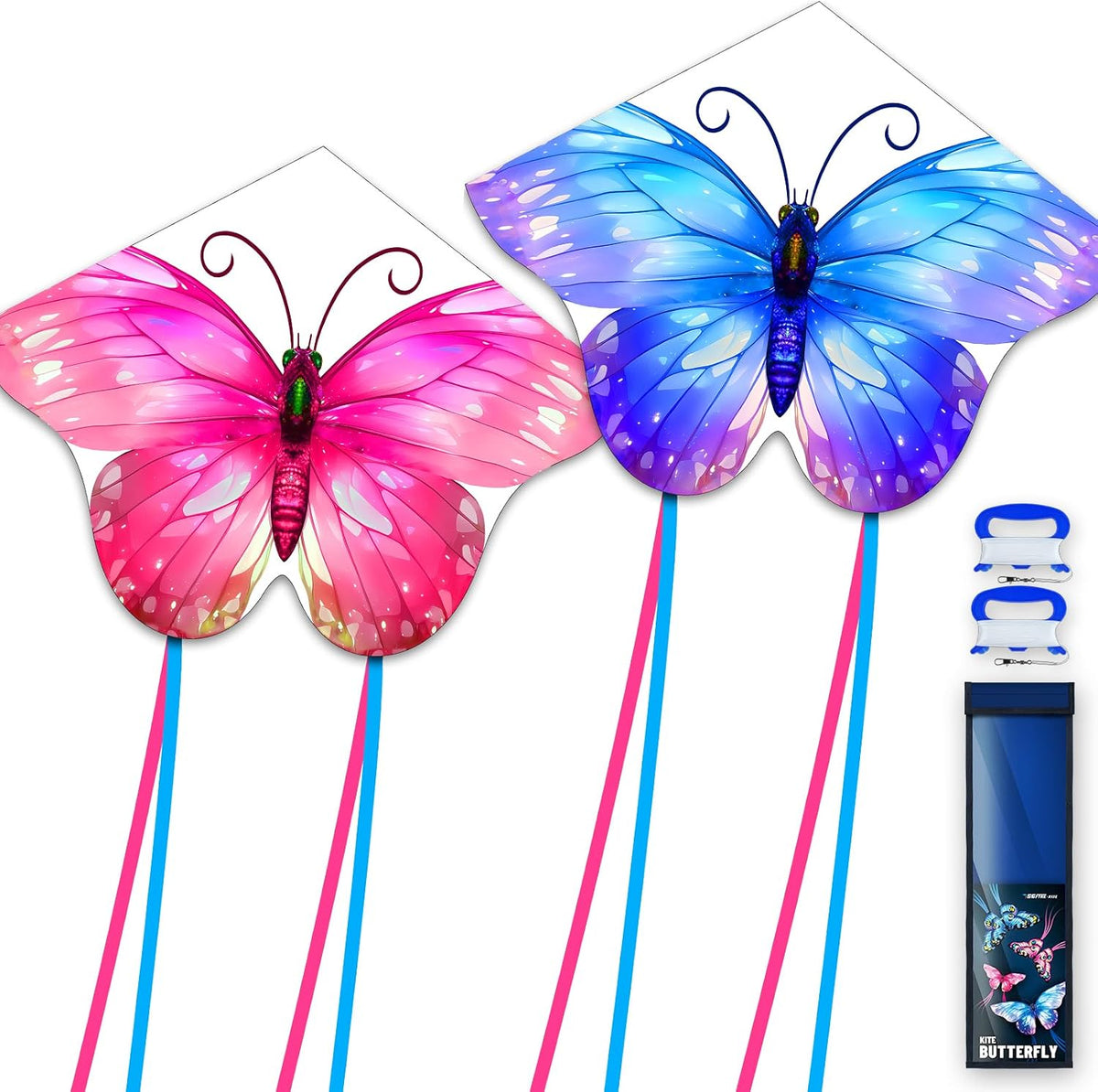 SGftre Colorful Butterfly Kite - Light Blue+Light Pink