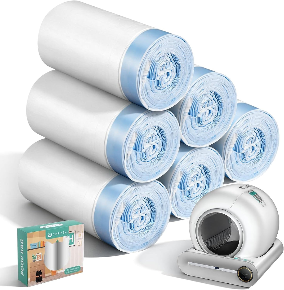 Automatic Litter Box, APP Control, 3 Rolls Litter Bag