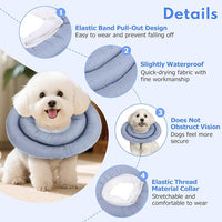 Dog Recovery Collar, Breathable Adjustable Soft Dog Cone, Waterproofing Cat Neck Cone, Pet Donut Collar After Surgery (Blue Gray, XL)