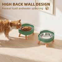 Elevated Cat Bowls, 2P Raised Cat Food and Water Bowl Set for Indoor Cats, Splash Proof with 2 - 2P Cat Bowls - Green - image 2