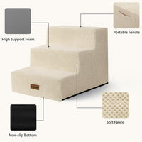 Dog Steps for High Bed, 5-Step Pet Stairs for Small Dogs and Cats – Essentials for Cats - Beige / 3 - image 3