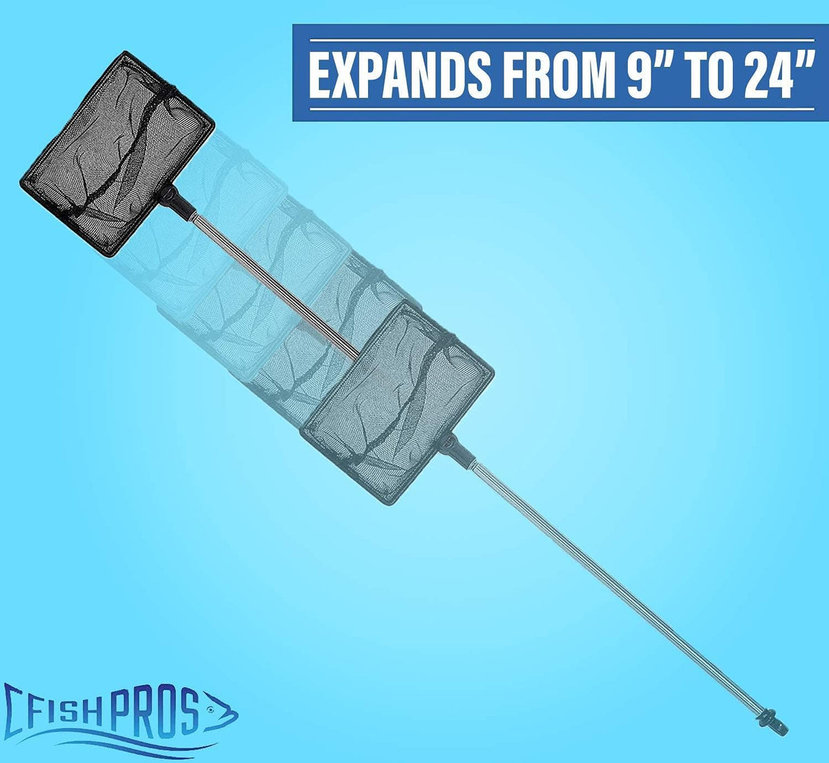 Long Handle Fine Net Fish Tank Net, Retractable 24 inches - 6 Inch - image 3