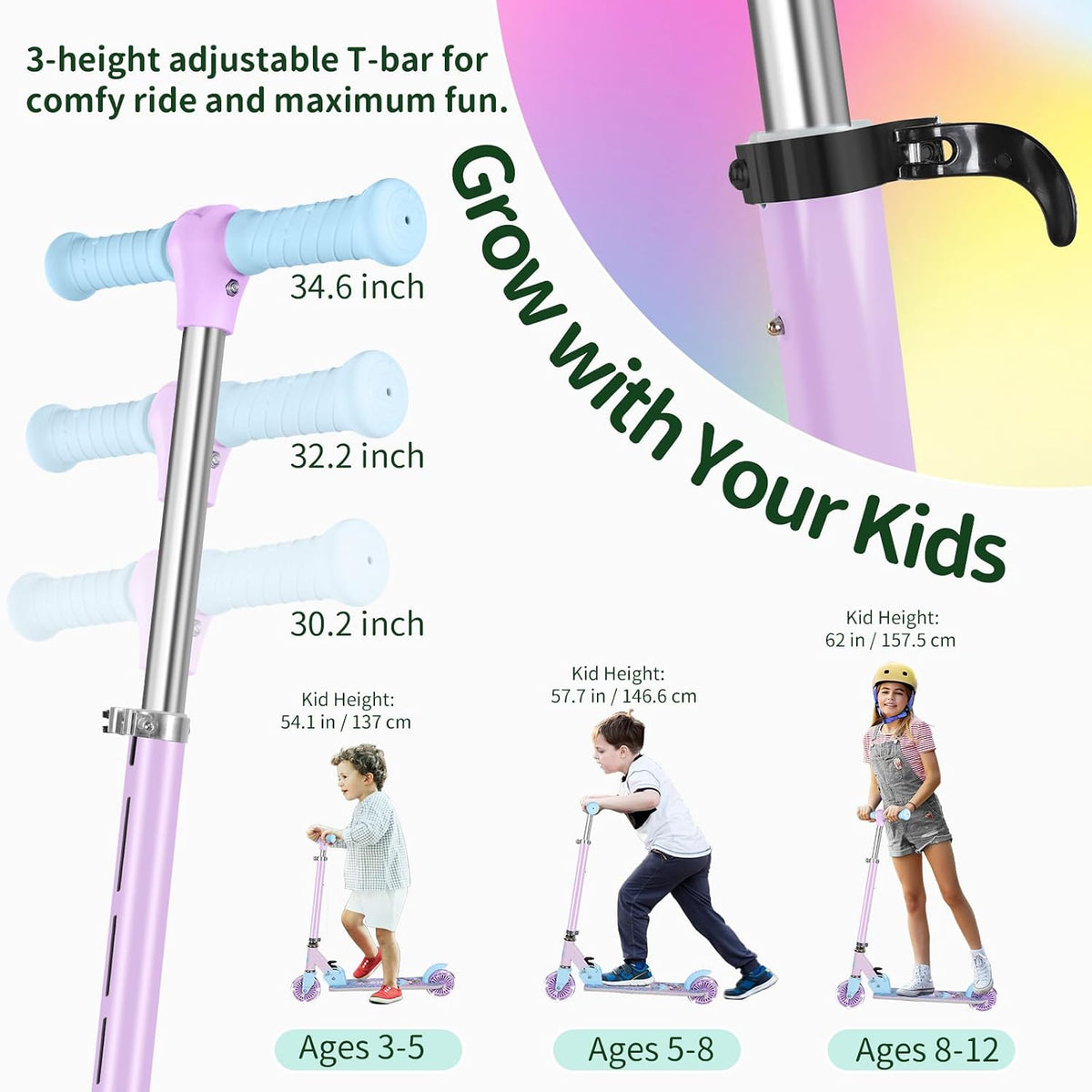 BELEEV V2 Scooters for kids Light-Up Wheels & Stem & Deck - Purple - image 4