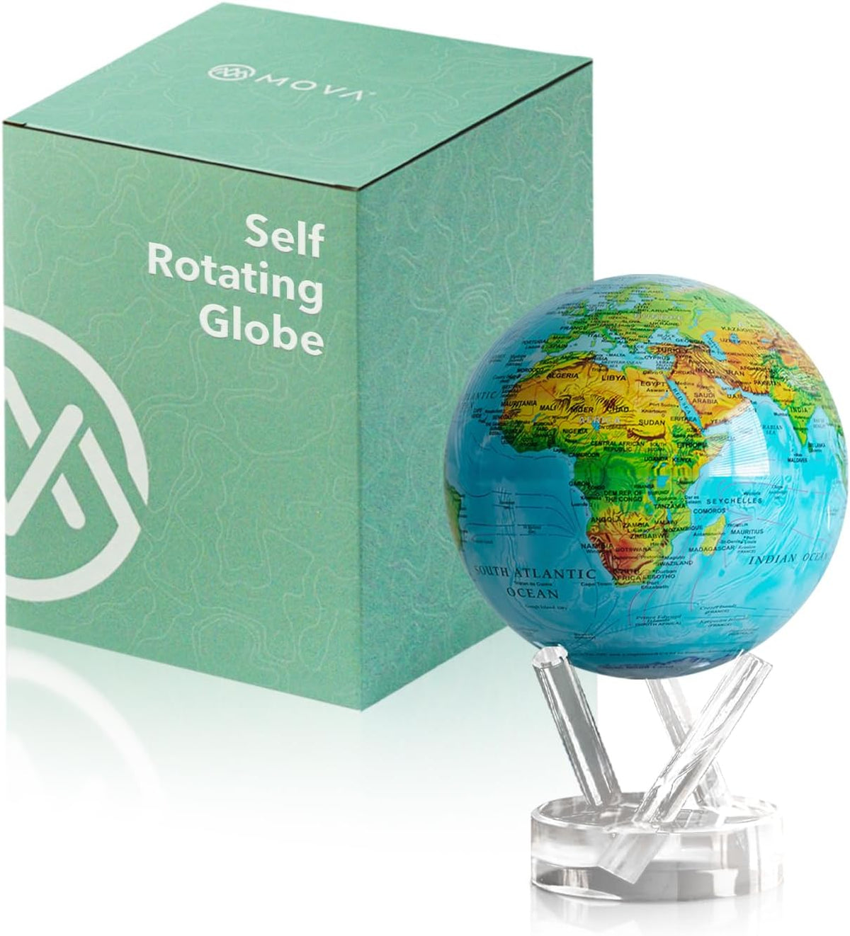 MOVA Self Rotating Globe, Ocean Blue Relief Classic – Fun for Kids & Family - Classis (4.5")