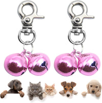 Bells for Dog Collars - 2 Pack Pet Hanging Ring Bell Accessories for Dog & Cat, Pet Pendant Collar - Pink & Pink - Gloss / Small