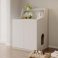 Large Cat Litter Box Enclosures,Litter Robot Enclosure,Hidden Litter Box Furniture,Hidden Cat Washroom Furniture with Door,Kitty Litter Box Furniture with Hidden Storage As Sideboard Cabinet