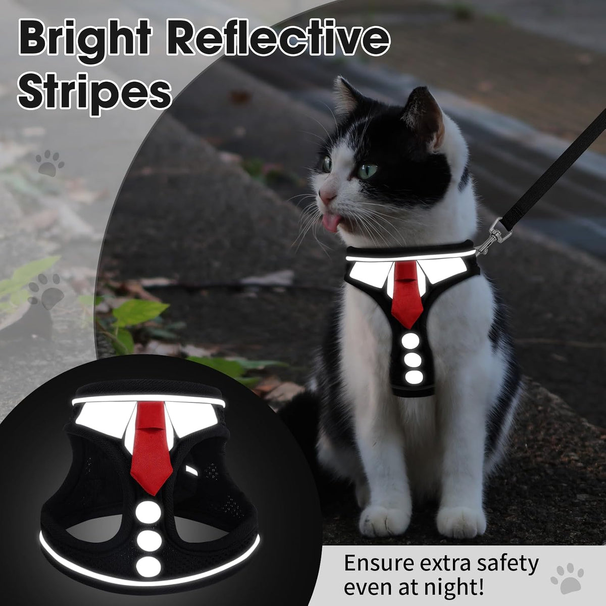 Cat Harness and Leash Set for Walking Escape Proof Vest for Kitten – Essentials for Cats - Black / Extra Small - image 3