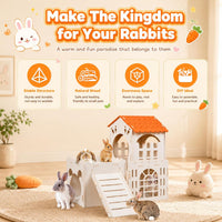 Large Rabbit House, Wooden Bunny Castle with 3 Houses Indoor - 3 Houses Color Roof - image 4