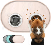 Conlun Dog Food Mat,1/2 Inch Raised Edges Cat Feeding Mat for Spill Containment,BPA-Free Silicone - 32"L x 32"W / Natural Tan