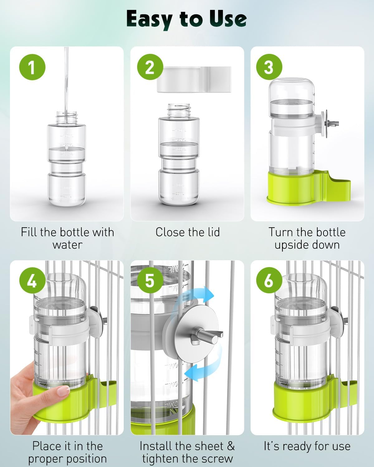 Pawfly 2 Pcs Bird Water Dispenser, Automatic Water Feeder - 1 PC / Green - image 4