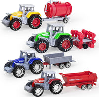 Tcvents 6-piece set of yellow diecast mini construction trucks including excavator and dump truck - view 3
