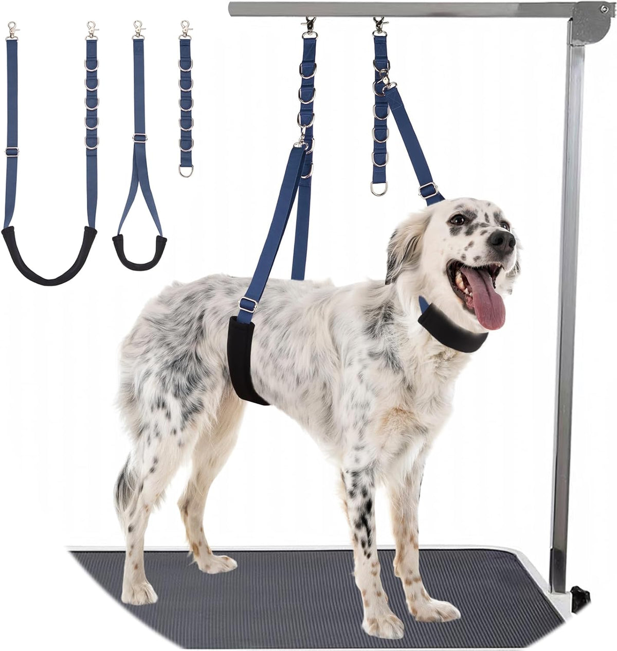 Dog Grooming Belly Strap - 3PCS Grooming Restraint Set Adjustable Belly Band Loops Strap - Royal Blue