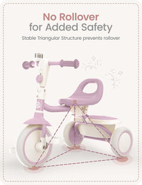 besrey Toddler Tricycle with Bell - Light Purple - image 3