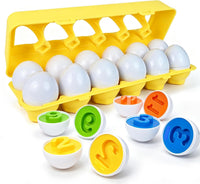 Tinabless Matching Eggs Toys 12 pcs Set Color & Shape Recognition - Yellow - Number Matching