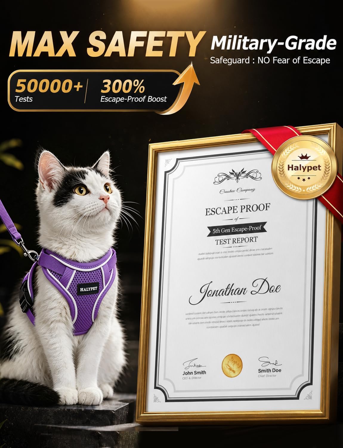 Cat Harness and Leash Set, Escape Proof Kitten Harness, Black - H600 Pro Purple / X-Small (4-6lb) - image 2
