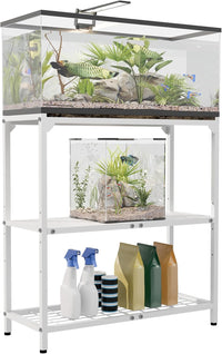 20-30 Gallon Aquarium Stand with 3-Tier Adjustable Storage Shelf – Essentials for Fish - 30 Gal White