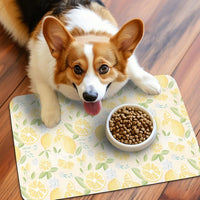 Patterned Cat & Dog Bowl Mat for Food and Water - Small (12" x 20") / Yellow-lemon - image 2
