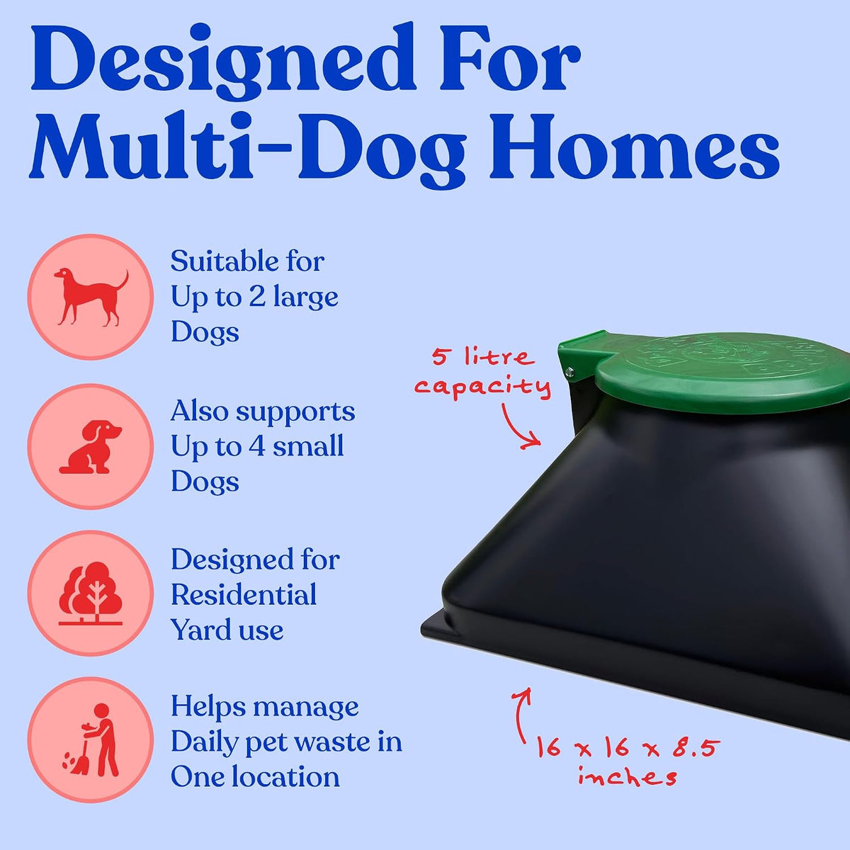 Doggie Dooley Pet Waste Digester, Black with Green - Large / Pyramid Style - image 3