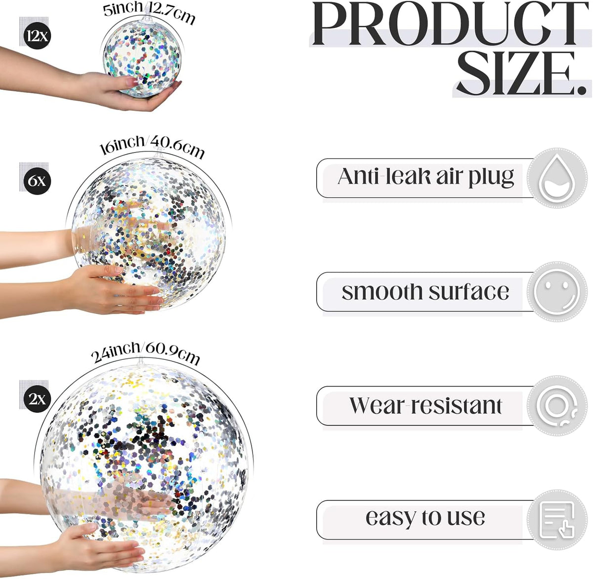 Sratte clear inflatable beach balls in 24, 16 and 5 inch sizes - view 32