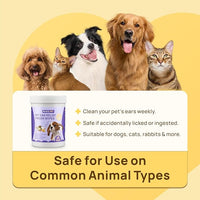 HICC PET Dog Ear Wipes Finger 50 Count Dog Ear Cleaner Wipes for Dogs & Cats, Dog Ear Infection Treatment to Relieve Ear Itching & Inflammation, Remove Ear Wax, Dirt, Smelly - Honey Scent