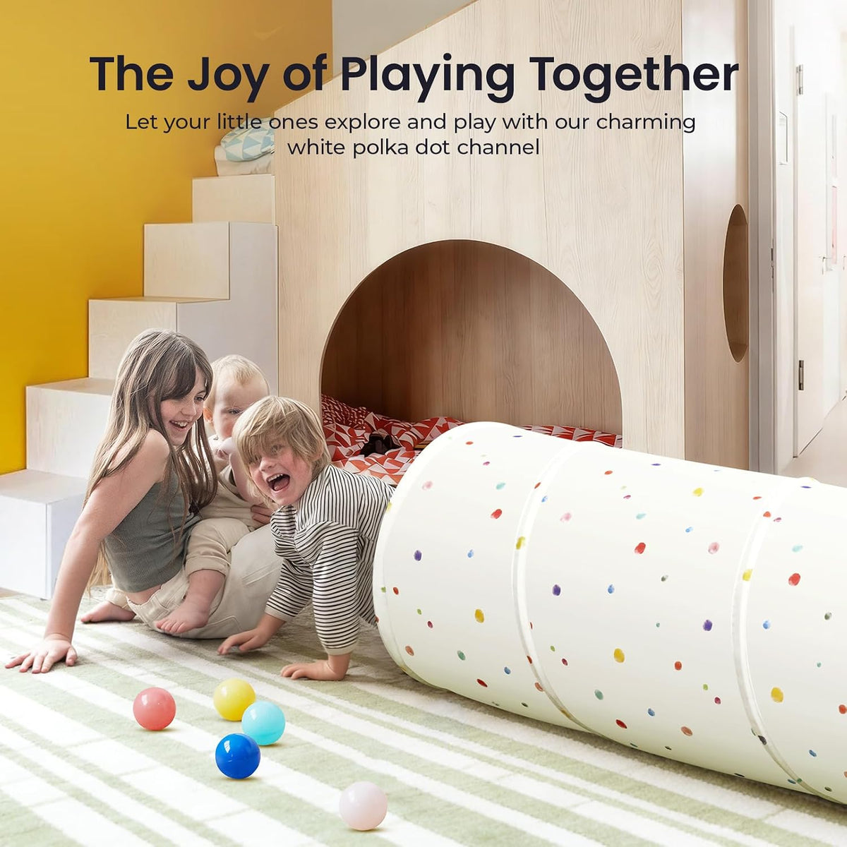 Tiny Land Kids Tunnel Toys with Storage Bag for Toddlers – Fun for Kids & Family - Colorful Polka Dots - image 4