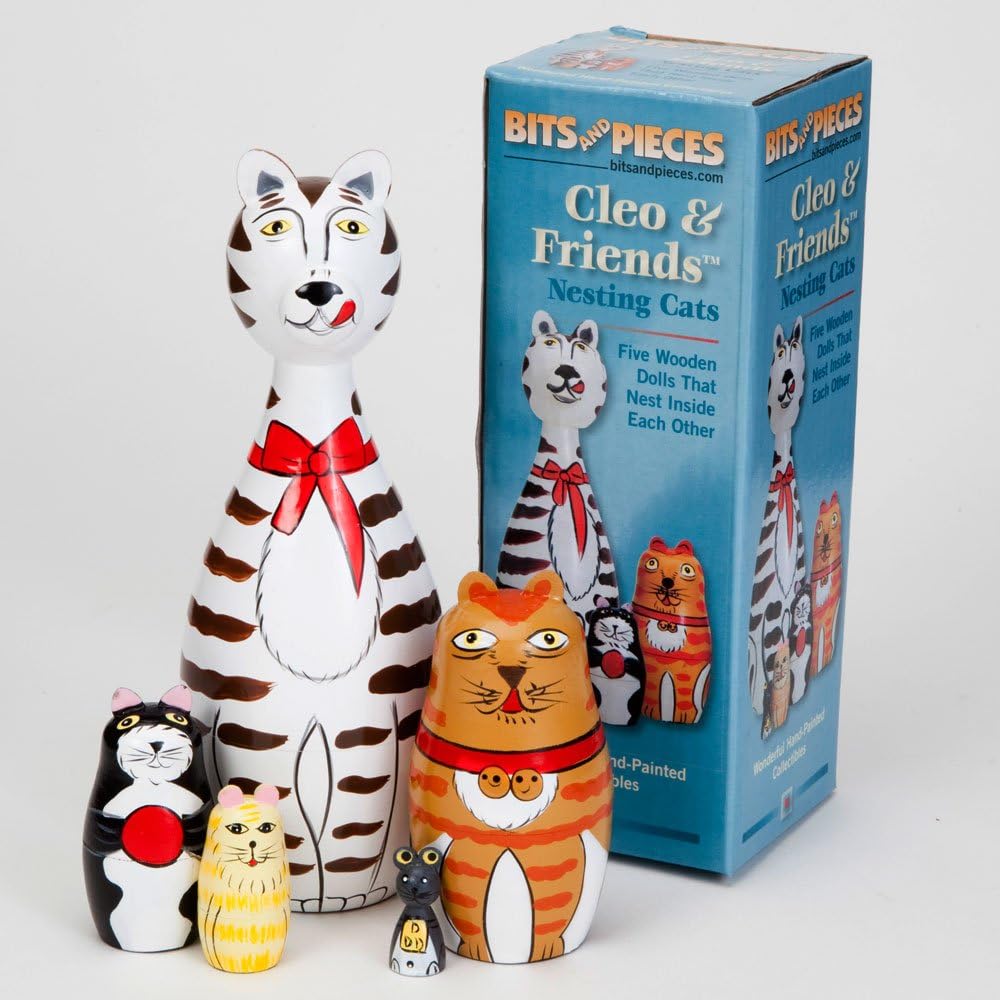 Bits and Pieces Monkey Nesting Dolls, Russian Doll Set of 5 - Nesting Cats - image 2