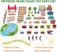 Tiny Land 110PCS Wooden Train Set, Toy Train with Tracks – Fun for Kids & Family - 110PCS (Pack of 2)