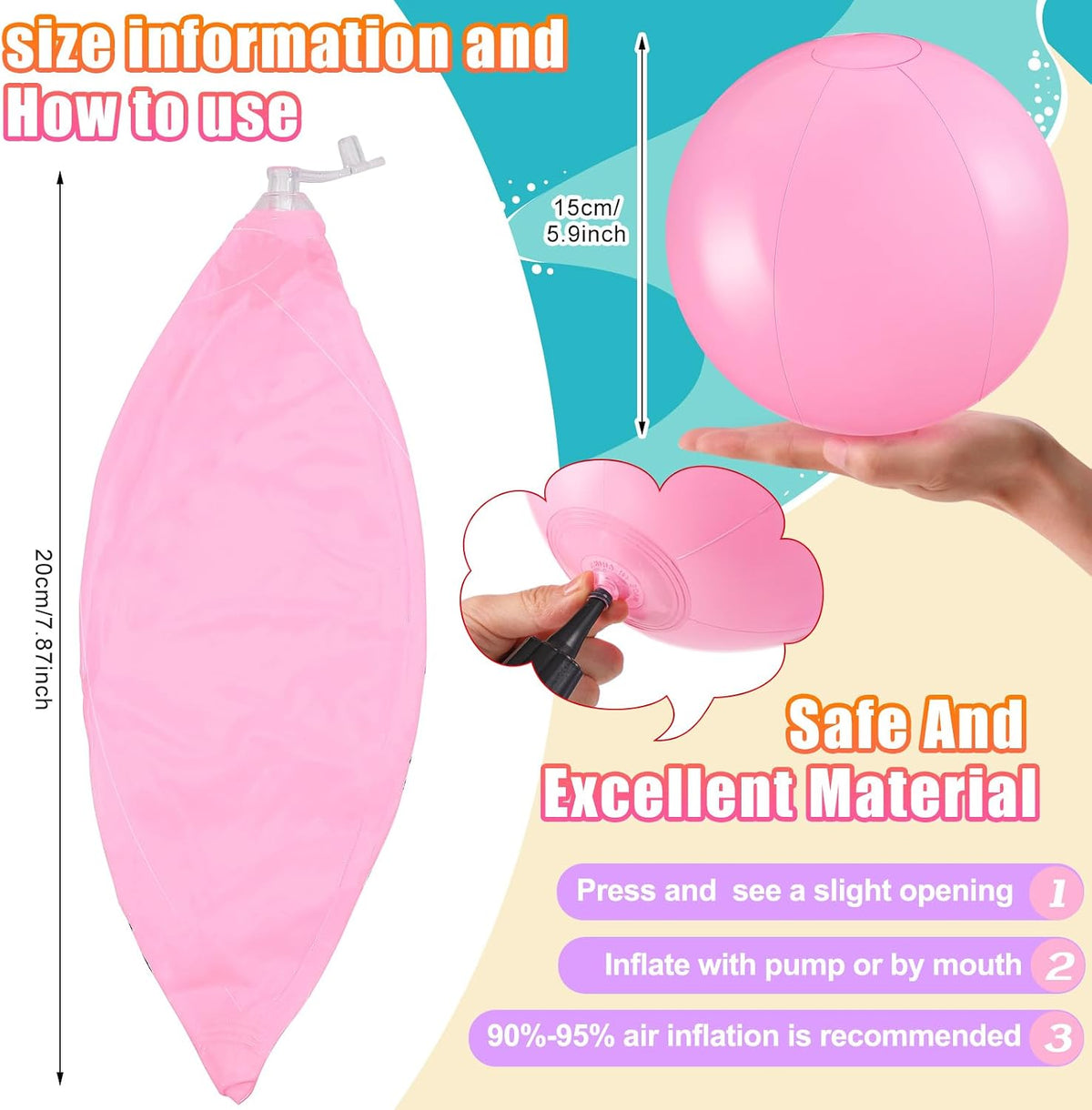 Yinder 24 Pcs Clear Beach Balls Inflatable Bubble Ball Decorations - Cute / Pastel - image 2