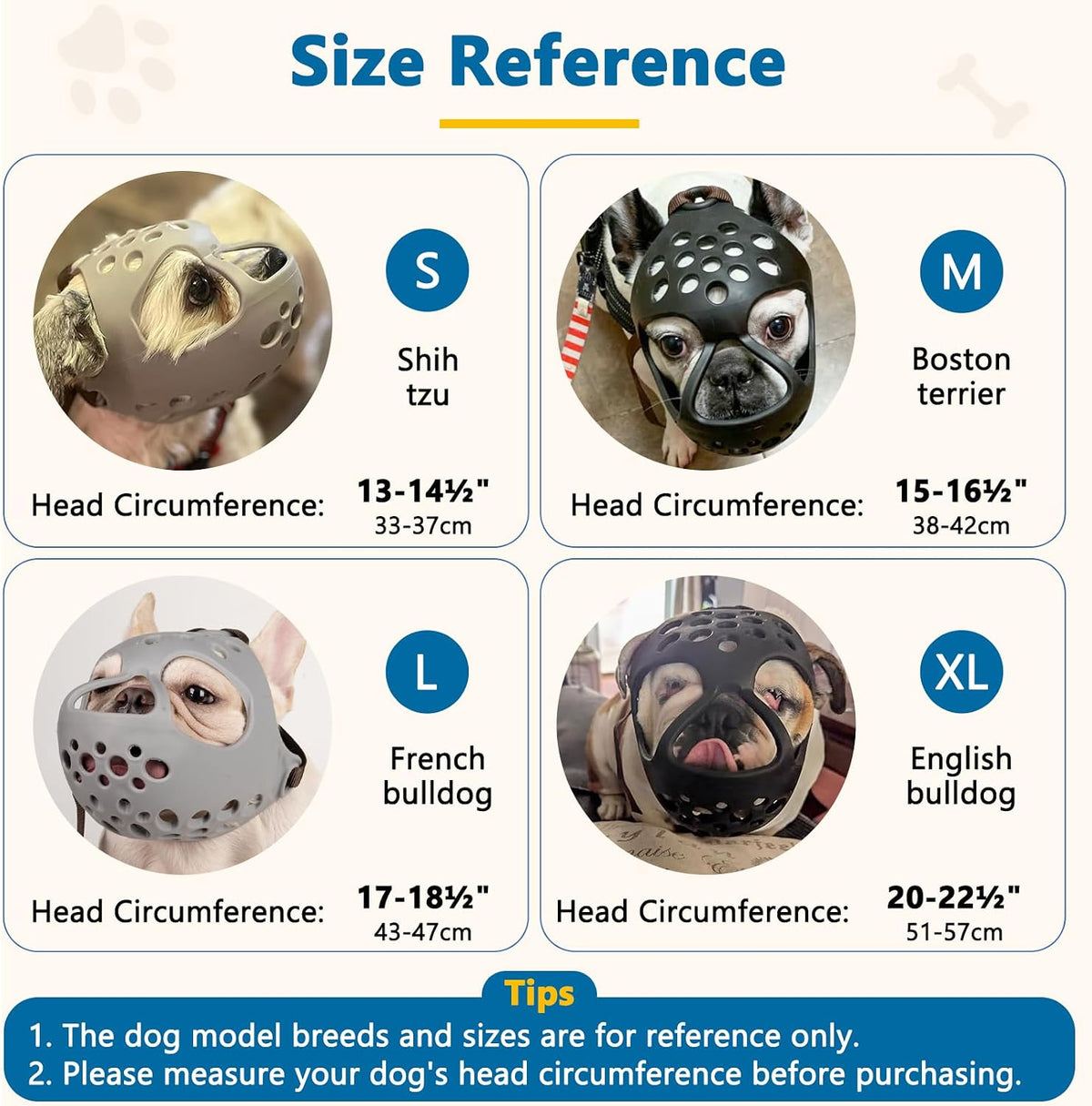 English Bulldog Muzzle, Soft Short Snout Dog Muzzle Stops Biting – Essentials for Dogs - Black / M（Head 15-16½"） - image 3