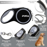 Retractable Dog Leash, 26ft Dog Leash for Small Medium Large Dogs Up to 110lbs, 360° Tangle-Free - 26 ft / Black Gray - image 2