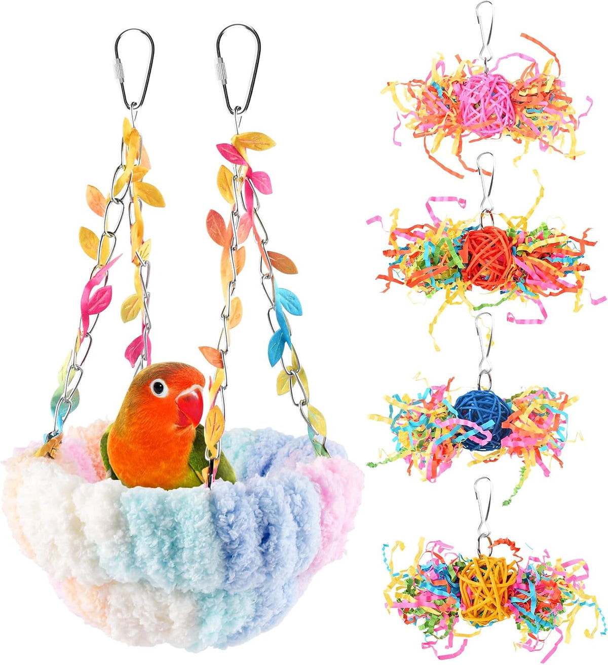 KATUMO Bird Nest, Conure Breeding Bed Parrotlet Snuggle Nest Lovebird Bed Bird Swing Bed for Small - 5.5"L x 5.5"W x 3.0"Th / Pink